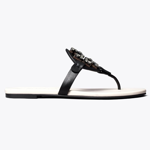 Tory Burch MANY SIZES CRYSTAL MILLER SOFT SANDAL Embellished Jeweled Two Tone - Picture 6 of 10